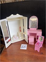 1987 Barbie vanity & clothes closet