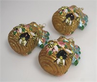 3 KURT S.ADLER NOBLE GEMS BEEHIVE ORNAMENTS