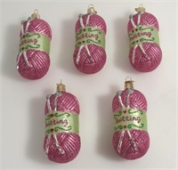 5 OLD WORLD CHRISTMAS KNITTING YARN ORNAMENTS