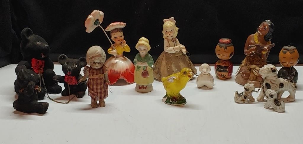 Mixed figurines, Napco, Japan, and more.