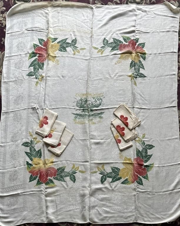 Marshall Islands Hibiscus Tablecloth w/ 6 Napkins