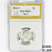 1942-P Jefferson Nickel PGA PR67+ Type 2