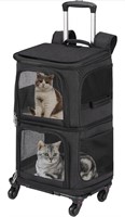 Double Pet Carrier Backpack with Wheels for