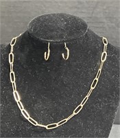 (AW) Gold Toned Necklace And Earrings