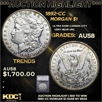***Auction Highlight*** 1892-cc Morgan Dollar $1 G