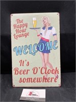 Happy Hour Lounge Metal Sign