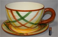 Colossal Metlox Vernonware Homespun Cup & Saucer