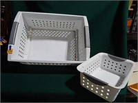 2 White Plastic Storage Containers