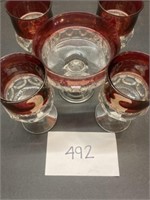 Ruby Red Kings Glass Cups