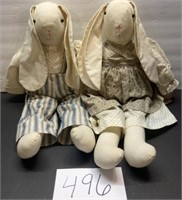 Vintage Hand Made Male & Female Rabbits