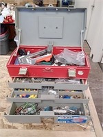 Plastic tool box with assorted Hardware