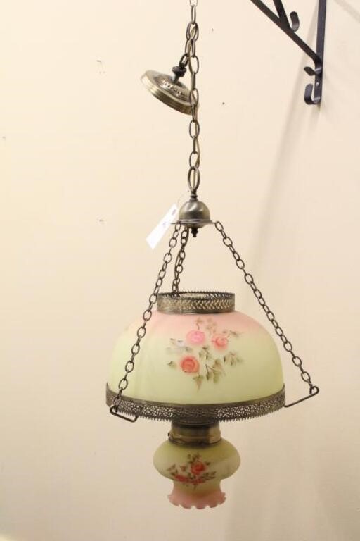HAND PAINTED FLORAL HANGING LIGHT FIXTURE