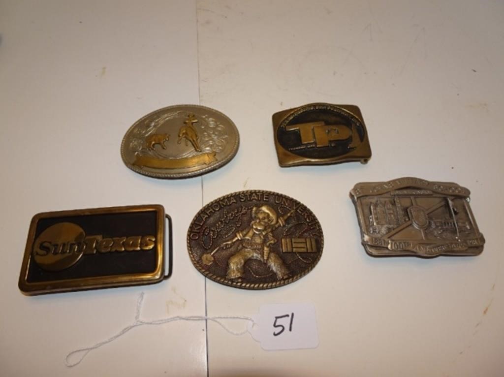 Vintage Belt BuckLot Pistol Pete Osu Sun Texas Oil