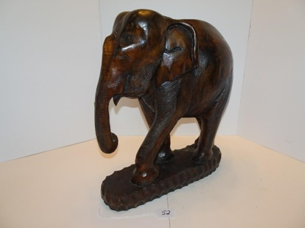 Large Carved Wooden Elephant