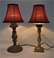 Pair of Mated Mismatched Vintage Brass Lamps