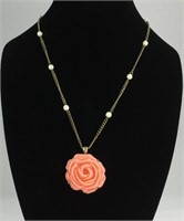 PEACH ROSE FAUX PEARL NECKLACE