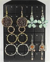 4 PAIR EARRING MULTI TONE DANGLES