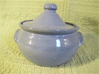 POTTERY BOWL WITH LID, SIGNED CLEATER