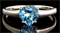 Beautiful 1.75 ct Natural Blue Topaz Heart Ring