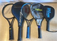 Lot of 5 Tennis Rackets Wilson, Dunlop & More