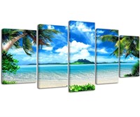 NEW $70 5 Panels Blue Sea Beach Pictures