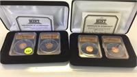 2 SETS OF 2009-P & 2009-D ANACS-MS67 LINCOLN PENNY