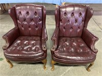 Pair of Burgundy Faux Leather Chairs