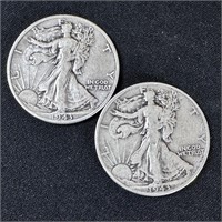 1943 & 1943-D Walking Liberty Silver Half Dollars
