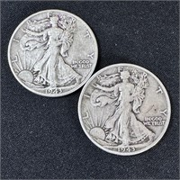 1943 & 1943-S Walking Liberty Silver Half Dollar