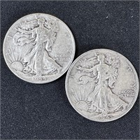 1943-D & 1944 Silver Walking Liberty Half Dollars