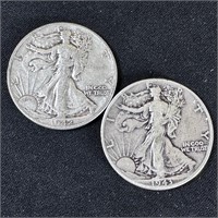 1942 & 1943-D Walking Liberty Silver Half Dollars