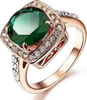 18k Gold-pl. 2.35ct Emerald & White Sapphire Ring