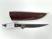 Handmade Damascus knife with sheath