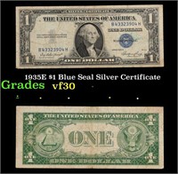 1935E $1 Blue Seal Silver Certificate Grades vf++