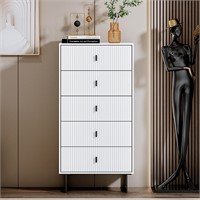 Milky white 5 Drawer Dresser for Bedroom, Large Do