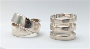 Two Chunky SILPADA Solid Sterling Modernist Rings