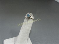 Ring Size 6.75 Sterling Silver Blue Topaz