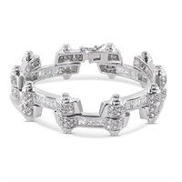 Sterling Silver Alternating Hinge Men's Bracelet