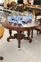 Victorian Hand Carved Base Round Table