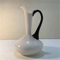 OPAQUE WHITE AND BLACK GLASS EWER