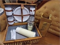 Vintage Wicker Picnic Basket with unused Thermos