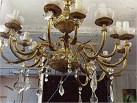 Large Decorative Brass and Glass Light Fitting