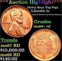 ***Auction Highlight*** 1954-p Lincoln Cent Near T