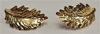 Pr 14KT Gold Leaf Earrings