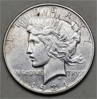 1934-D Peace Silver Dollar, AU