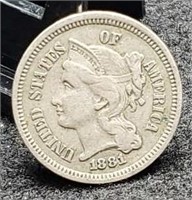 1881 Three Cent Nickel, XF+