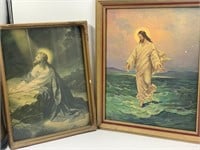 2 framed religious wall hanging pictures