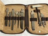 Antique Pocket Tool Kit in Zipper Case