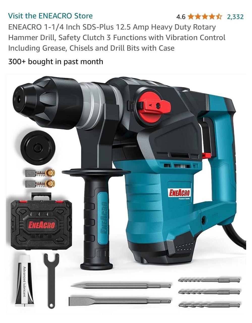 ENEACRO12.5 Amp Heavy Duty Rotary Hammer Drill