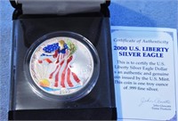 COIN - PAINT DECORATED 2000 SILVER EAGLE